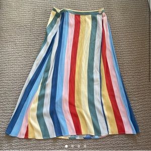 Reformation rainbow midi skirt.